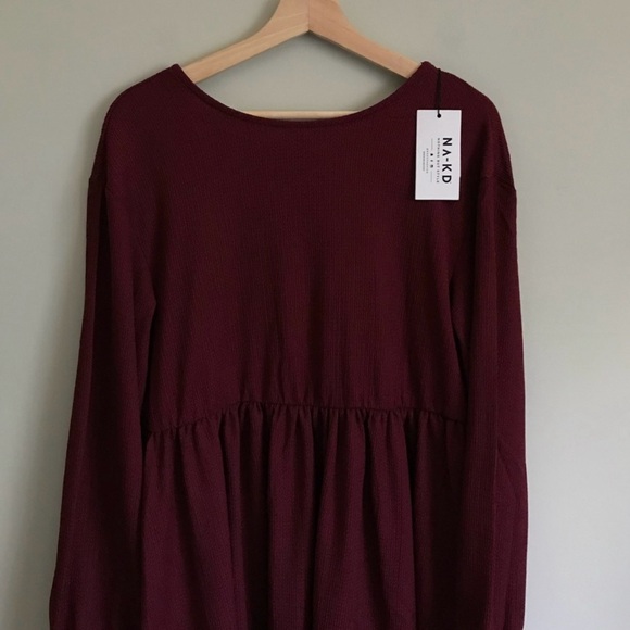 NWT ASOS // NA-KD Cut Out Oversized Long Sleeve Mini Babydoll Smock Dress - Picture 5 of 5